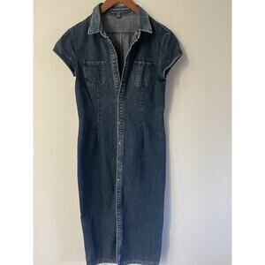 Ralph Lauren Sport Womens Denim Dress Size 10 Blue Snap Sheath Short Sleeve
